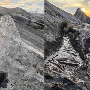 Kepingan Ais Menutup Permukaan Puncak Gunung Kinabalu