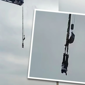 Pasangan Kekasih Tergantung Selepas Buat Bungee Jump Gara-gara Teman Wanita Terlalu Takut