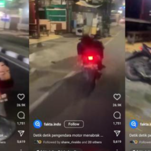 Tak Pakai Keledar, Baring Atas Motor Bergerak Sambil Tutup Mata- Mat Rempit Langgar Kedai Sampai Pecah Bumbung