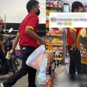 Wanita Buat Hal Angkut Barang Runcit Di Kedai Macam Benda Percuma, Alasannya Dah Bayar Cukai