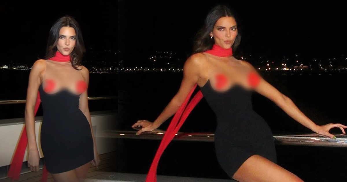 Bercuti Atas Kapal Layar Mewah, Kendall Jenner Tutup Puting Dada Dengan Bunga Merah Je