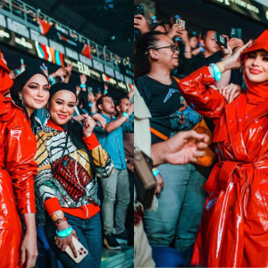 Che Ta Tak Panas Pakai Trench Coat Siap Bertopi Serba Merah Pergi Konsert Ella