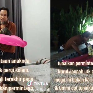 Sebak Tengok Kegigihan Bapa Tunai Permintaan Anak Sakit Kanser Nak Mandi Kolam