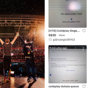 Nombor Giliran Menunggu Pembelian Tiket Coldplay Dijual Di Carousell, Harga Bermula RM69 Hingga RM172