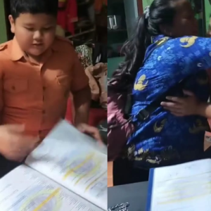 Langsung Tak Banding-Bandingkan Dengan Budak Lain- Ibu Bangga Anak Dapat Nombor 27 Dalam Kelas, Peluk Cium Siap Bagi Hadiah