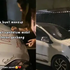 Wanita Conteng Kereta Guna Gincu, Berang Entah Siapa Punya Diparkir Depan Rumah Tak Dialihkan