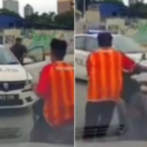 Tak Pakai Topi Keledar, Santai Sedut Air Ikat Tepi- Lelaki Pasrah Tolak Motor Ke Tepi Lepas Kereta Polis Muncul Depan Mata