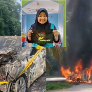 Kereta Rentung Gara-Gara Besi Jatuh Dari Lori, Duit Amanah Keluarga Arwah Rakan Jadi Abu