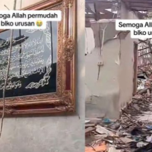 Rumah Terbakar Tapi Bingkai Ayat Qursi Sempurna Langsung Tak Terjejas, Nenek Sedang Puasa Selamat Walau Dihempap Bumbung