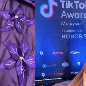 Dress Buruk, Ramai Terkejut Auntie Purple Pakai Busana Pengantin Merah Jambu Ke TikTok Awards