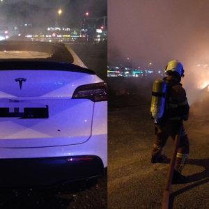 Tesla Diparkir Tepi Jalan Tiba-Tiba Terbakar Di Jalan Puchong Jaya