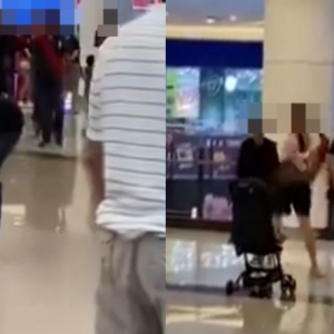 Pasangan Bergasak Depan Khalayak Ramai, Suami Cekik Isteri Dalam Mall Di Johor