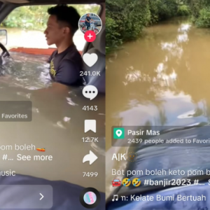 Air Cecah Dada, Selamba Pandu Pikap Dalam Banjir