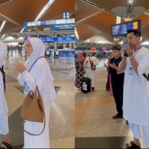 Pakai Baju Serba Putih, Ruhainies Kongsi Video Bersama Aliff Aziz Di Lapangan Terbang