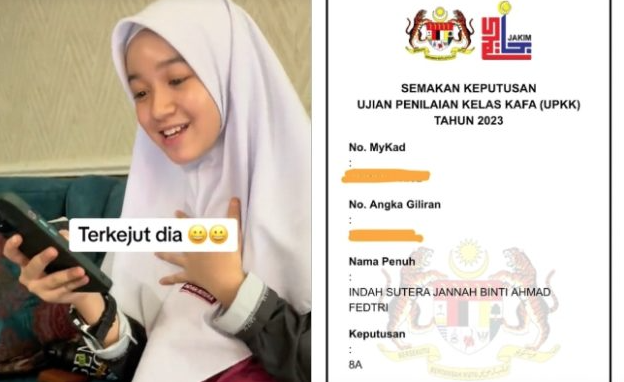 Fedtri Yahya Syukur Anak Dapat 8A UPKK – ‘Kakak Study Sampai Renyuk Buku’