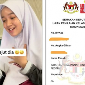 Fedtri Yahya Syukur Anak Dapat 8A UPKK – ‘Kakak Study Sampai Renyuk Buku’