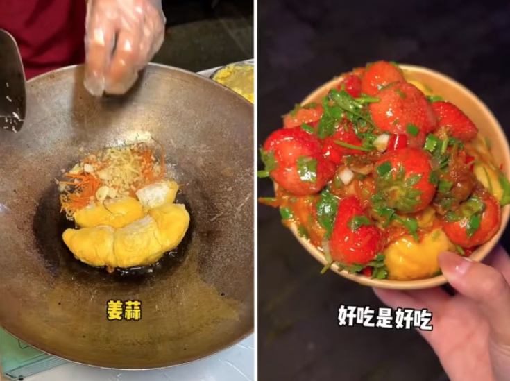 Tular hidangan durian goreng bercili di China