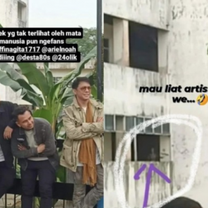 Lembaga putih tumpang bergambar dengan Raffi Ahmad, Ariel Noah