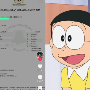 Pelajar SPM tayang keputusan G ikut ‘trend Nobita’