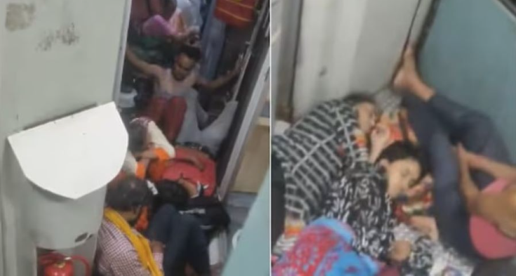 Asal muat, penumpang kereta api tidur tepi tandas