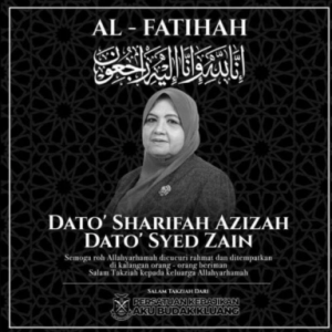 ADUN Mahkota, Datuk Sharifah Azizah Syed Zain meninggal dunia