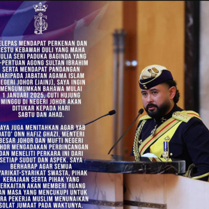 Johor kembali cuti Sabtu, Ahad mulai 1 Januari 2025