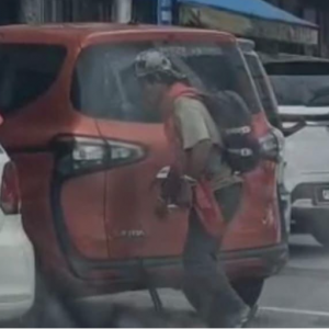 Lelaki Asing Patahkan Pengelap Cermin Belakang Kereta Diberkas Polis