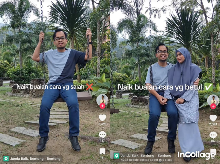 Lipatlah bumi ini Ina! - Aksi naik buai Ina Naim dan suami buat netizen "bersemut"