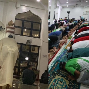 Jemaah lelaki ‘belanja’ di masjid, pakai jubah putih nampak seluar dalam kartun - “Habislah orang belakang tak khusyuk”