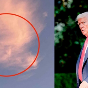 Wanita Britain terkejut awan mirip wajah Trump sedang merenungnya
